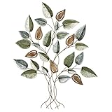 Touch of Class Moonlit Branches Leafy Tree Wooden and Metal Wall Art 37 Inches High - Handcrafted Leaves Sculpture for Bedroom, Living Room, Kitchen