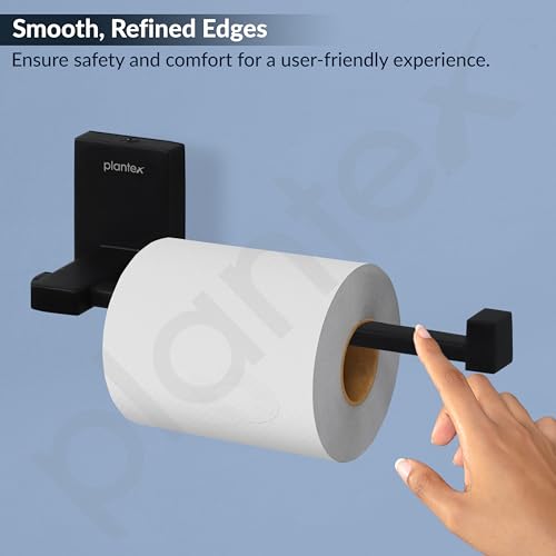 Image of Plantex 304 Grade Stainless Steel Toilet Paper Roll Holder /Tissue Paper Holder /Toilet Paper Holder for Bathroom Accessories - Senso (Black)