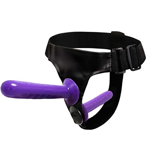 Bwer Doppio Pene Dildo Cinghia per Cintura con Cintura Ultra Elastica a Doppia estremità su Dildo Giocattoli Adulti del Sesso per Donna Coppie Prodotti del Sesso, Viola, Tipo B, Doppio Pene