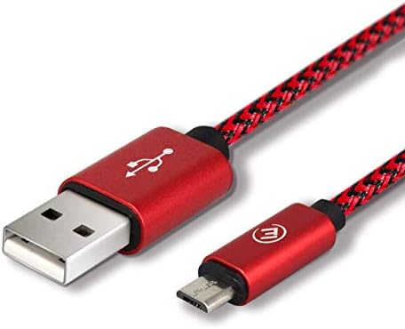 EVOMIND Kabel Micro-USB w Nylonowy Pleciony 1M Kabel do Szybkiego ładowania i Transmisji danych do Samsung Galaxy S7/6/A10/J, Xiaomi Redmi 9c/6a, PS4/Xbox One kontrolera, itp. - 1M Czerwony
