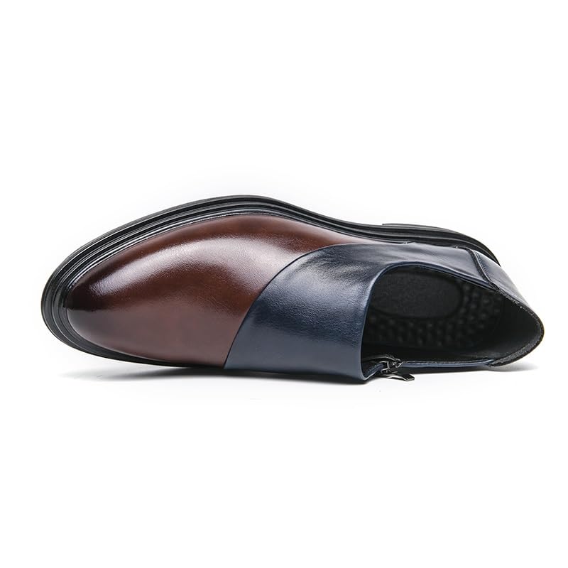 Dress Shoes for Men Slip On Pointed Burnished Toe Two Tone PU Leather Resistant Non Slip Rubber Sole Casual3
