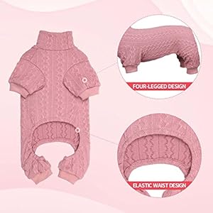 Dog Sweater Turtleneck Knitted Dog Clothes Solid Color Puppy Sweater Warm Cat Sweater Dog Sweaters for Large Dogs (Pink & L)