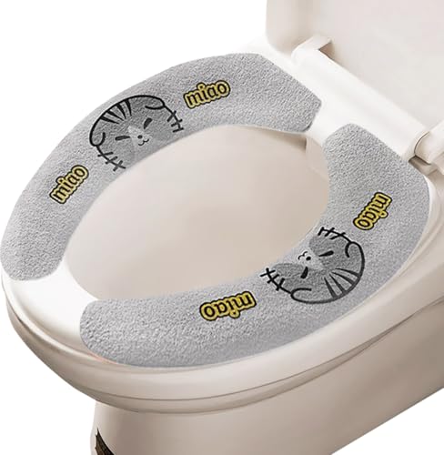 カンタン貼り付け洗える 便座カバー 洗浄暖房型 u型 o型 貼る 便座シート 使い捨て 温水洗浄便座 貼るタイプ トイレカバー シートカバー 貼り付け 洗える 水洗い (ネコ, ワンサイズ)