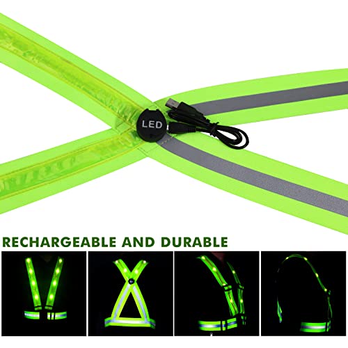 Tagvo Led Reflective Safety Vest With Storage Bag, Usb Charging Led Reflective Vest, Night Light Up Vest, Adjustable Elastic Running Gear Reflector Straps For Sports Outdoor Cycling Walking Working #TOP3
