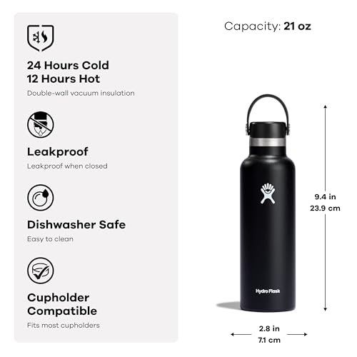 Hydro Flask Water Bottle - Insulated Stainless Steel - Non Spill, Leakproof in 21 Oz Cascade Blue