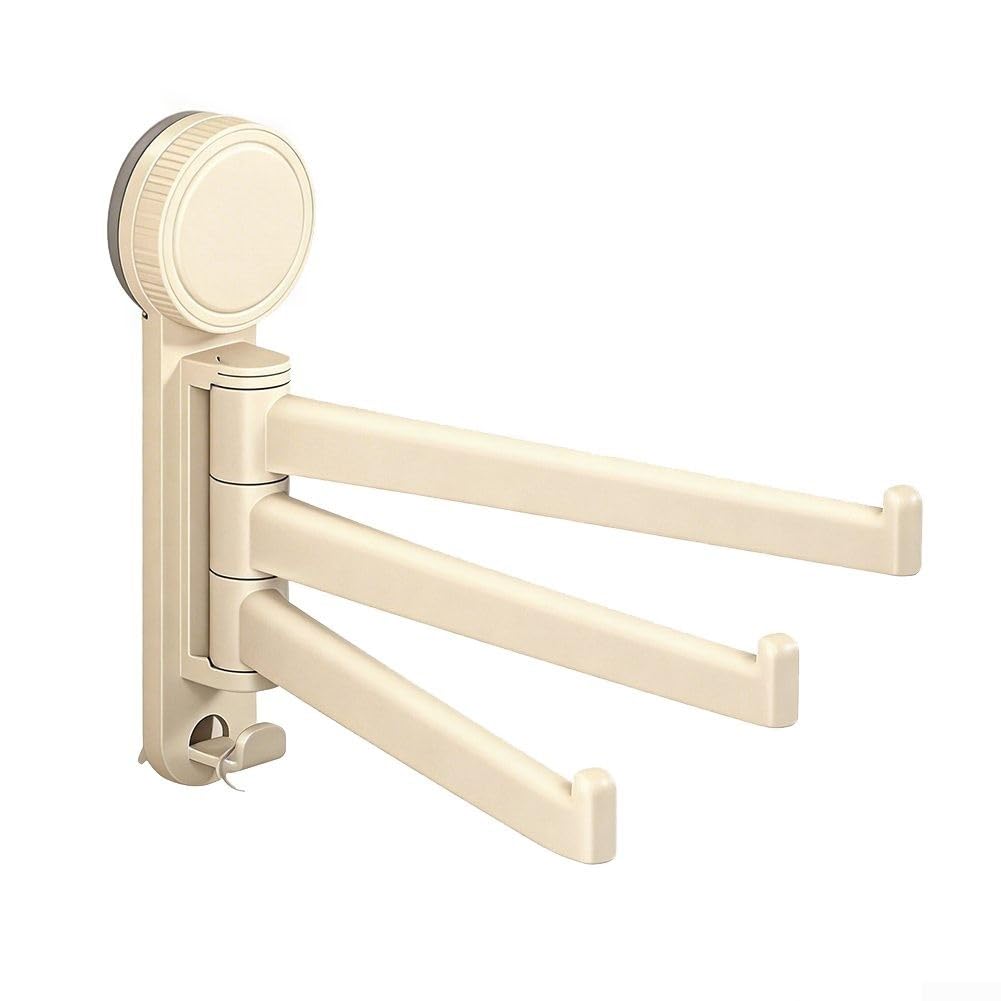 LMYSXAOZ Towel Rack with Adjustable Swivel Arm and Suction Cup Mount for Bathroom Kitchen Hotel Environments (White)