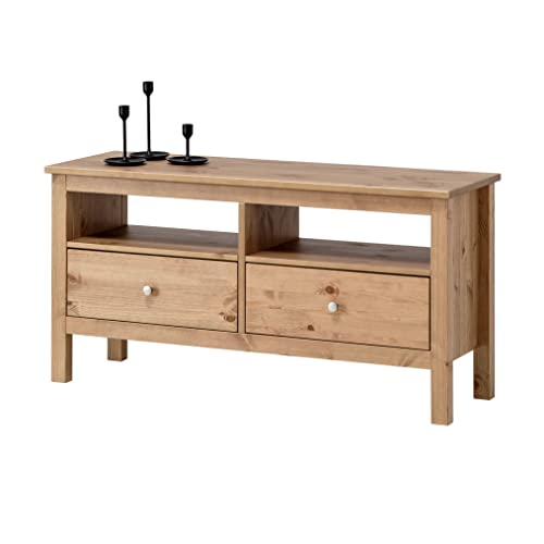 hagge home TV Schrank Holz 110x40 TV Board Holz Fernsehtisch Massivholz TV...