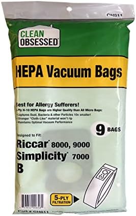 Clean Obsessed H-10 HEPA Bags Fits Riccar 8000, 9000 & Simplicity 7000 Type B (9 Bag Pack) image 4