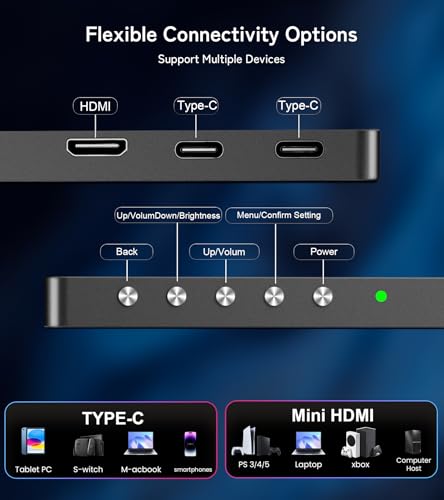 Image of 4K Portable Monitor 15.6 Inch 3840x2400 IPS, 100% NTSC, Full-Featured Type-C Mini HDMI, Aluminum Shell for Laptop PC Switch Phone