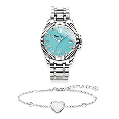 Preisvergleich Produktbild THOMAS SABO Damen Damenuhr Divine mit Armband 925 Sterlingsilber; Edelstahl Edelstahlarmband SET0509-579-7