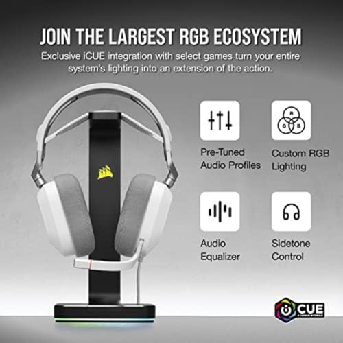 Corsair HS80 RGB USB Premium Gaming Headset with Dolby Audio 7.1 Surround Sound (Broadcast-Grade Omni-Directional Microphone, Memory Foam Earpads, High-Fidelity Sound, Durable Construction) White by Corsair - Used condition - Image 6