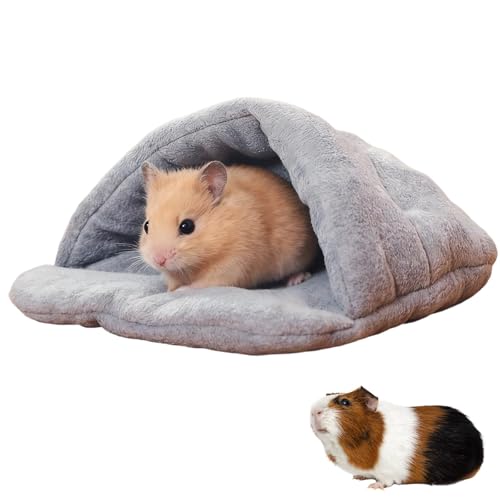 ClcIosis Meerschweinchen Haus, Kuschelhöhle Meerschweinchen Zubehoer Graue Plüschen Bett Schlafsack Kuschelig Gemütliches Waschbar Haustierhöhle Nest für Hamster Kaninchen