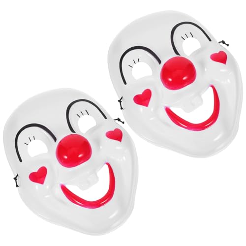 Kisangel 2 Pezzi Maschera da Clown di Halloween in Plastica Pvc Faccina Sorridente, Costume da Pagliaccio Regolabile per Adulti, Accessori per Feste di Carnevale e Halloween