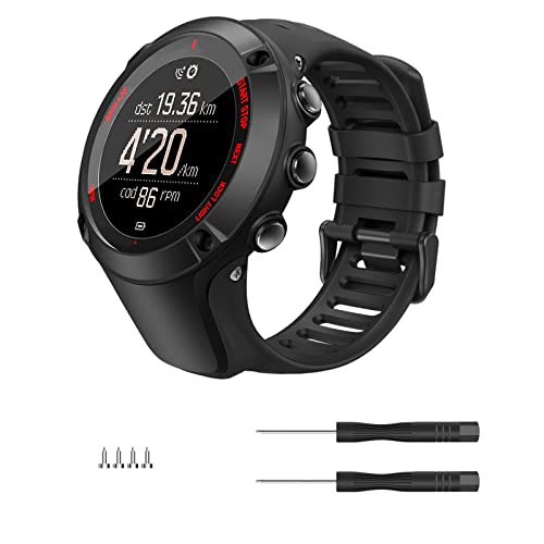 MoKo Correa de Reloj Compatible con Suunto Ambit 1/2/2S/2R/3/3 Sport/3 Run/3 Peak, Pulsera Deportiva de Repuesto de Silicona, Negro