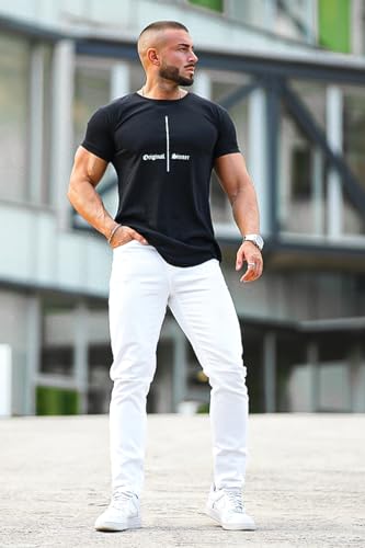 Mens Slim Fit Jeans Stretch Denim Pants for Men Tapered Leg White 34x324