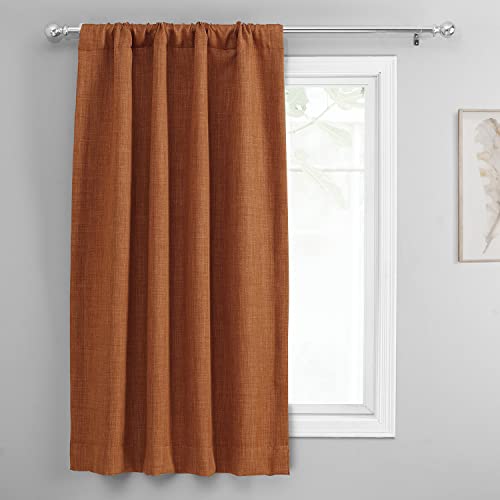 Hpd Half Price Drapes Faux Linen Room Darkening Tie Up Curtains For Windows Roll Up Balloon Curtain For Living Room, Kitchen 46 X 63 (1 Panel), Boch-Tu18517-63, Desert Orange #TOP4