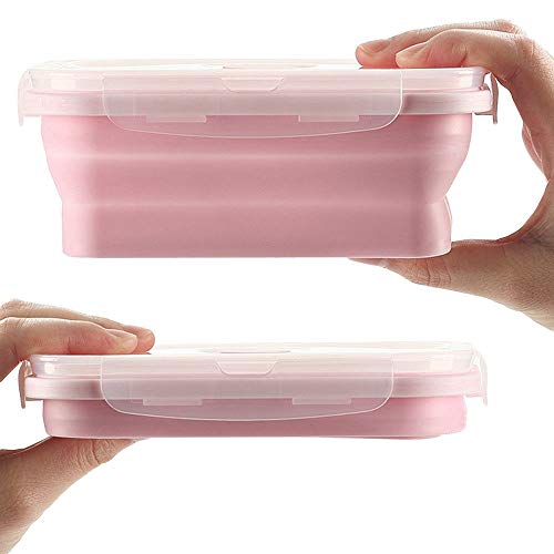 SuperglockT Zusammenklappbar Silikon Lunchbox Bentobox Faltbare Frischhaltedose Erwachsene Kinder leicht tragbar Frühstücksbox Brotdose Essensbox Mikrowellenfest (Rosa, 350ML) SuperglockT Zusammenklappbar Silikon Lunchbox Bentobox Faltbare Frischhaltedose Erwachsene Kinder leicht tragbar Frühstücksbox Brotdose Essensbox Mikrowellenfest (Rosa, 350ML)