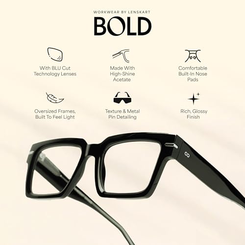 Buy Vincent Chase By Lenskart | Bold Edit | Black Full Rim Square Zero Power Bluecut & Antiglare Computer Eyeglasses For Eye Protection And Strain | Men & Women | Large | VC E18176 at Amazon.in - Image 6