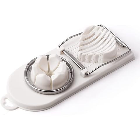 SUMPIGGER 2 Slicing Styles Dual Egg Slicer Stainless Steel Multi-Function Separates Egg Slicer and Wedger for Egg Dicer Salad Fruit (White) Cover