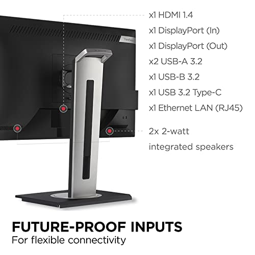 Image of ViewSonic VG2456 24 Inch 1080p Monitor, IPS Display with 60W USB-C for Smooth Home and Office Productivity, Full Ergonomic Adjustability, RJ45, HDMI, and DisplayPort Inputs
