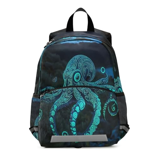 panksolu Green Octopus Glowing Texture Toddler Backpack for Boys Girls Kids Backpacks Preschool Bag Travel Bag