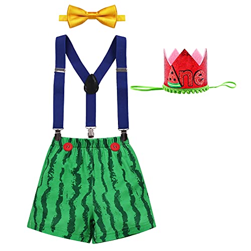 Image of IMEKIS Baby Boys First 1st Birthday Cake Smash Outfit Wild ONE Diaper Cover + Suspenders + Bowtie + Headband for Photo Props