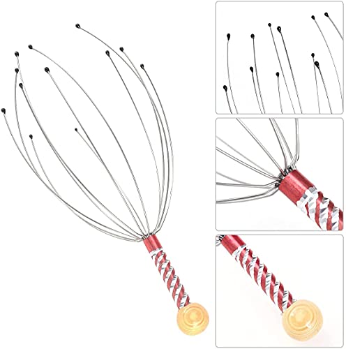 Image of SILENCIO Head Massager Scalp Scratcher 12 Finger Body Relaxing Hand Scalp Massager Hand Held for Pain Relief and Hair Growth Neck Manual Massager Octopus Pointer, Multicolor
