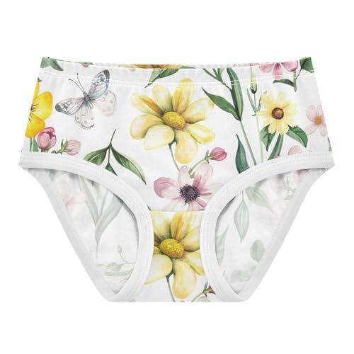 Toddler Girl Briefs, Bees Flowers Cotton Underwear for Girls, 2–8 Years