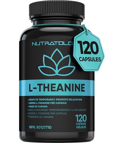 Nutratology L-Theanine 250MG Capsules | Canadian-Made | For Stress Management & Relaxation - Promotes Focus, Alertness & Clarity - L Theanine Supplement for Stress Relief - 120 Capsules