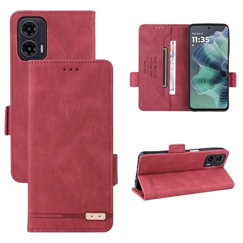 Étui portefeuille Motorola Moto G35 5G à rabat en cuir avec porte-cartes