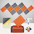 12 Pack Self-Adhesive Acoustic Panels [390 lbs/yd³ Ultra-High Density], 2nd Generation Sound Absorbing Panel, Professional Level Sound Panel, Polyester Soundproof Foam [Rectangle, Orange & MoonGrey]