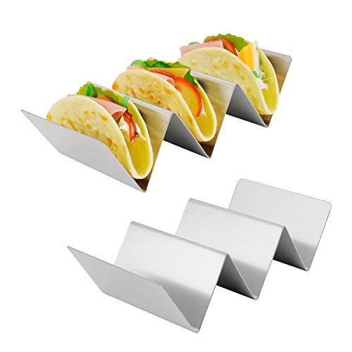 Amazer 2-Pack Taco Holder Stand, Large Stainless Steel Taco Rack Hold Hard or