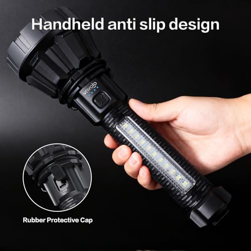 VAVOFO 350LM Rechargeable LED Flashlight, 2.5W Tactical Flashlight with Type-C, 3000mAh Battery, Side Light, 4 Modes (High, Medium, Strobe) for Camping, Emergency (KM-8982) by VAVOFO - Image 5