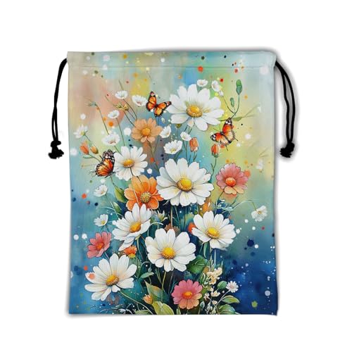 Image of Daisy Flower Gymnastics Drawstring Bags Lightweight Athlete String Bag for Gymnasts Dancer