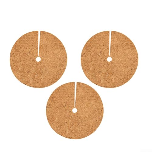 3pcs Coconut Mulching Discs,Coconut Fibers Mulch Ring Tree Protector Mat,Plant for PROTECTION Coconut Fibre Mat(46cm)