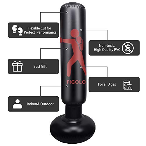 image for FIGOLO 63inch Inflatable Kids Punching Bag–Freestanding Punching Bag