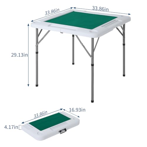 34" Folding Mahjong Table, 4 Cup Holders, HDPE & Felt, for Poker Domino by Garvee - Used condition - Image 2