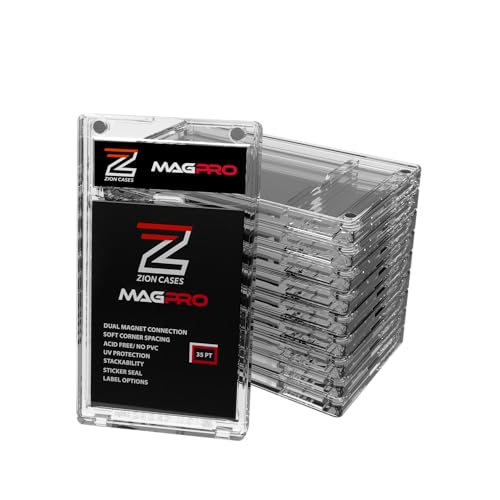 Zion Cases MagPro 35PT Magnetic Card Holder; Duel Magnet Card Case for Secure Holding Strength to Guard Against Unintentional Openings; Includes 10 Magnetic Trading Card Case; (10 Pack)