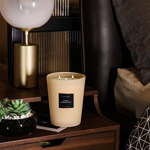 Homelights Highly Scented Candles, Big 33.3 Oz For Home, Natural Soy Aromatherapy Candles, Smokeless Long Lasting 70 Hrs With 3 Cotton Wicks, Candles Gifts For Women & Men - Citrus & Grapefruit #TOP4
