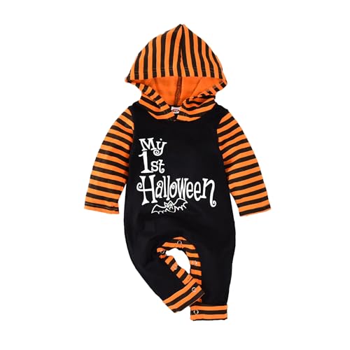 Image of Aalizzwell Baby Halloween Outfit First Halloween Hooded Romper One-Piece Jumpsuit for Toddler Boys Girls