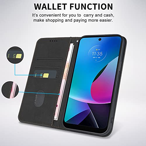 Image of Case for Motorola Moto G Play (2023), Motorola G Pure Case Wallet Premium PU Leather Folio Flip Case with Card Holder Slot Kickstand Strong Magnetic Protective Phone Cover- Black