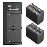 FirstPower 2 Pack NP-F970 Batteries and USB Dual Charger for Sony NP-F970 F960 F950 F930 F750 F570 F550 F530 F330 Battery and Sony Handycams, CCD-SC55 TR516 TR716 TR818 TR910 TR917