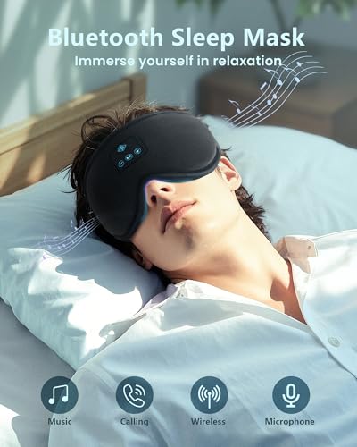 Bluetooth Sleep Mask, 100% Blackout 3D Sleep Headphones Eye Mask with Headphones for Men & Women, Wireless Music Sleeping Mask Headphone, Long Battery Life, Ideal for Travel/Nap/Night (Black) - Image 4