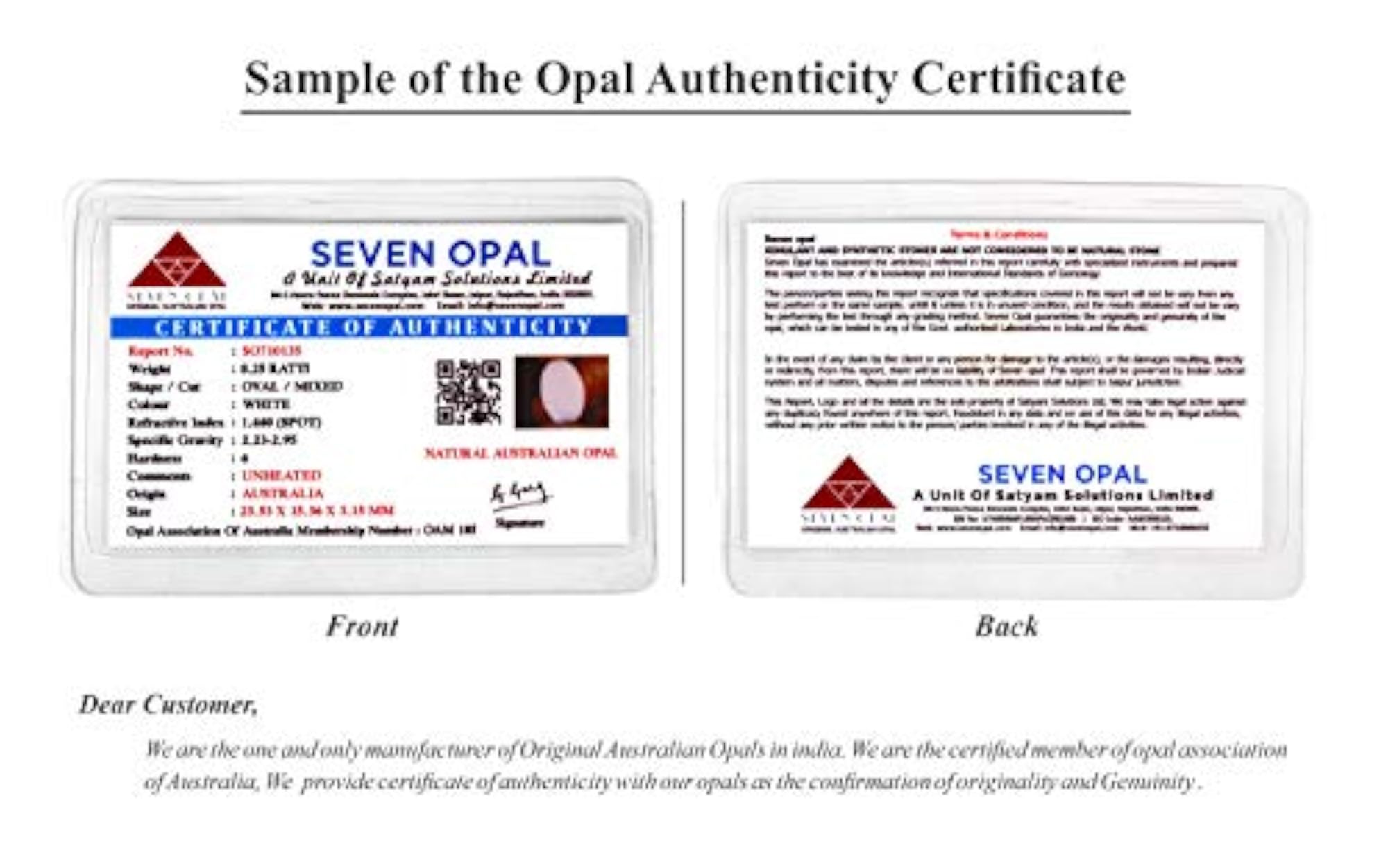 Natural White Stone Original Certified Australian Gemstone, 4.91 Carat