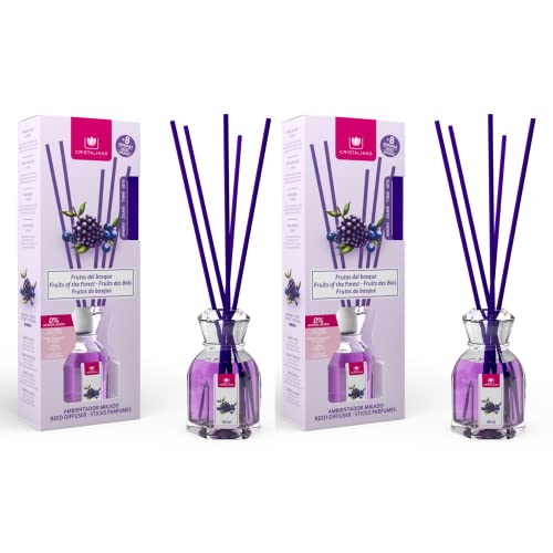 CRISTALINAS | Pack 2 Ambientador Mikado Clásico | Aroma Frutos del Bosque| 100% Puro | Duración 8 Semanas | 2x40ml | 0% Alcohol