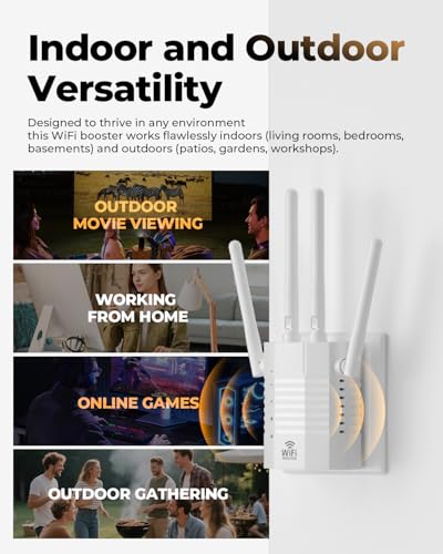 Image of 105 Devices WiFi Extender,WiFi Signal Booster with 4 Directional Antennas,1.2Gbps Dual Band WiFi Booster and 12880 Sq.Ft Coverage,EasyMesh and one Ethernet Port