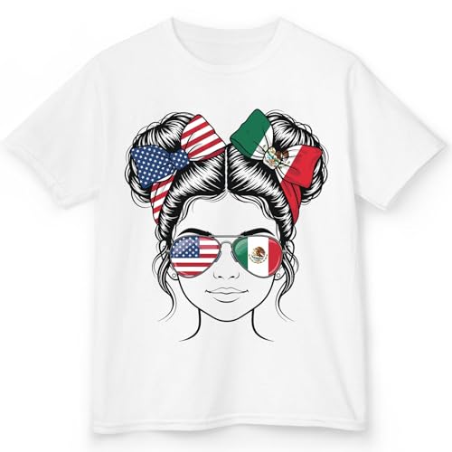 Mexican Girl Shirt Half American Half Mexican USA Mexico Flag Patriot T-Shirt