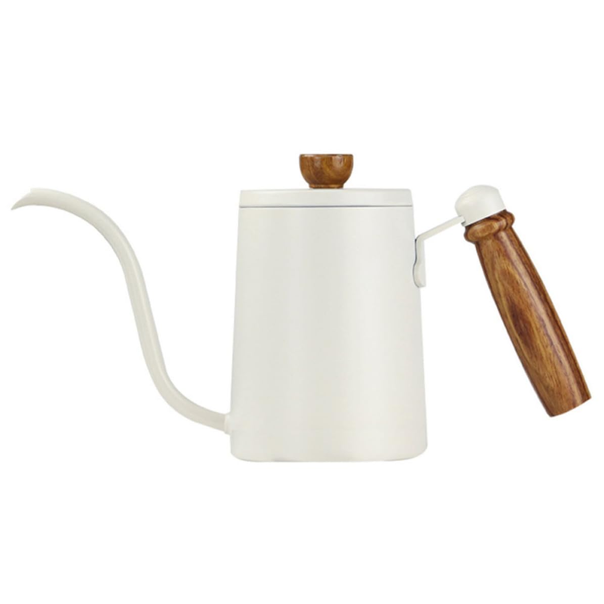 Ciieeo Bollitore in Legno Massello per Acciaio Inossidabile da 600ml per Caffè e Beccuccio lungo Stretto Manico Ergonomico Casa e Ufficio