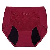 [グラモア] glamore サニタリーショーツ 綿 羽根付きナプキン対応 生理用ショーツ 防水布 レディース 美尻 レース 通気 伸縮 生理パンツ 大きいサイズ 下着 大人 (クリムゾン, M) FT0248