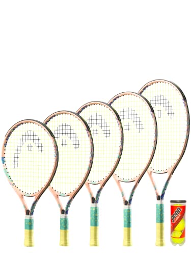 HEAD Coco - Raqueta de tenis para niños, incluye funda protectora y 3 pelotas de tenis (tamaño 17 a 25 pulgadas) (23 pulgadas (edad 6-8)) Cover